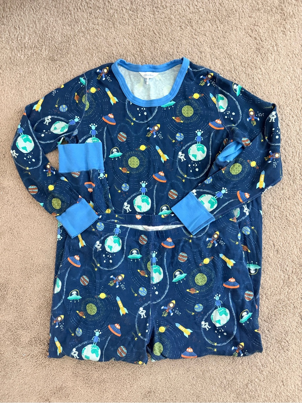 The Company Store Fun Space-Theme Women’s Organic Cotton Long Pajamas